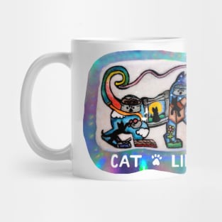 Playful Cat Life Silhouette Mug